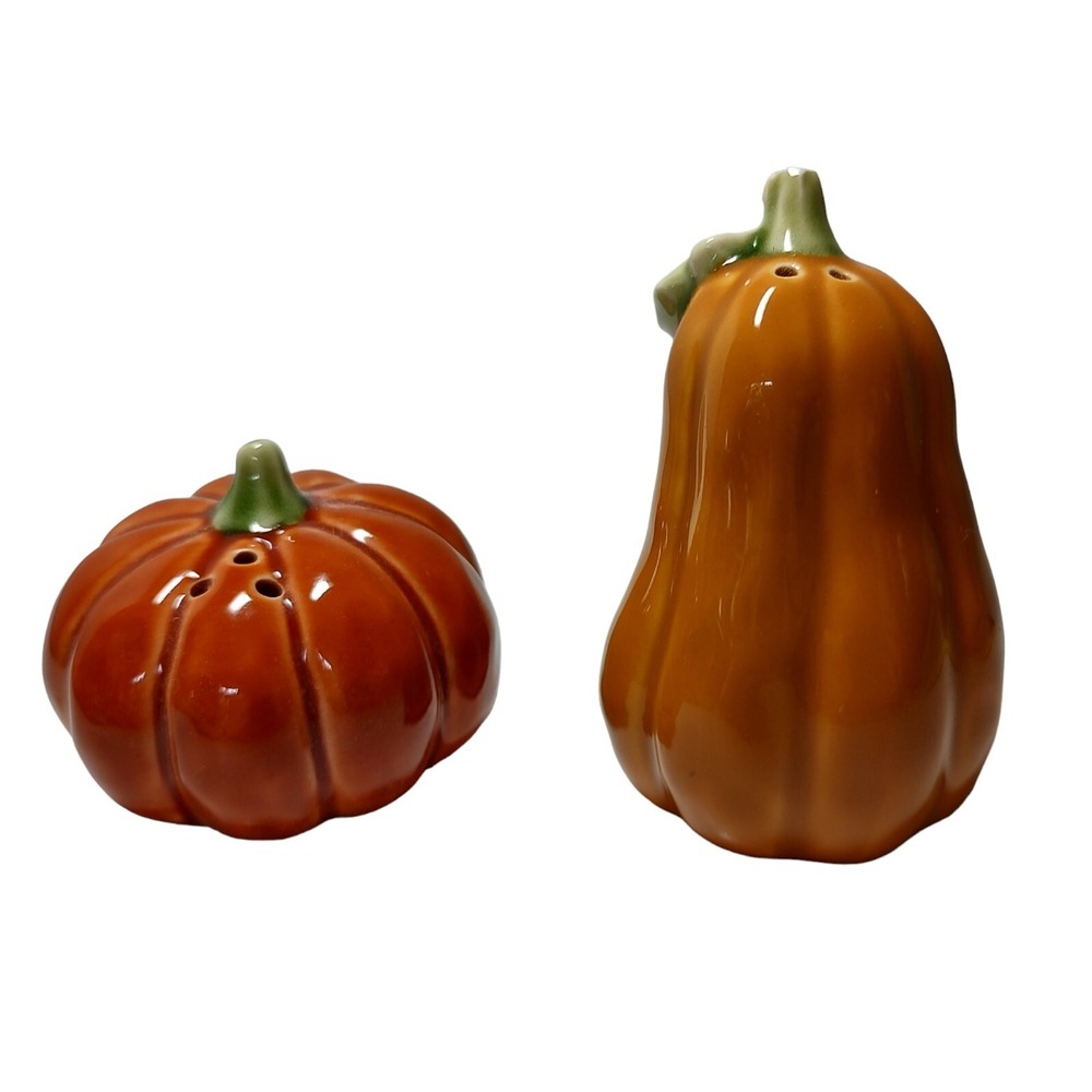 Vintage Pumpkin Gourd Salt and Pepper Shaker‎ Fall Autumn Thanksgiving Ceramic